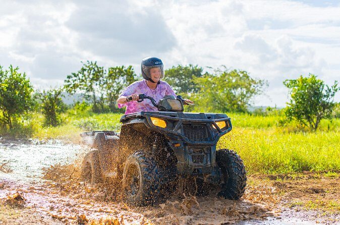 ATV, Horseback Ride, Zipline, Falls Climb + Lunch from Ocho Rios - ATV quad bike through Jamaican dirt trails: the messiest part, the best adrenaline