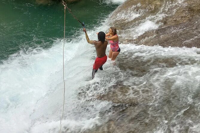 Blue Hole Adventure Ocho Rios. - Tarzan Rope Swing and the Final Optional 20-Foot Jump
